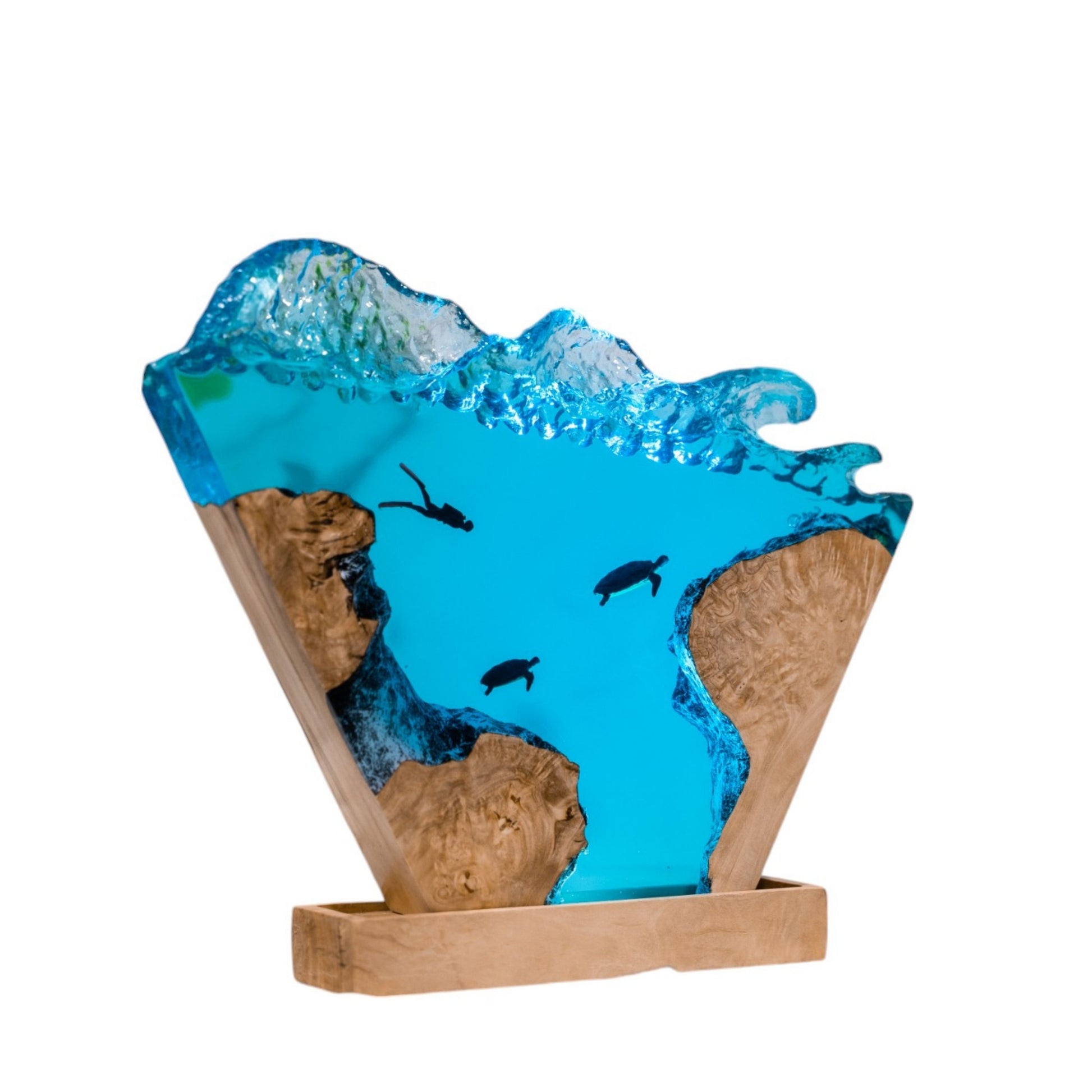 Turtle and Scuba Diver Ocean Resin Night Light: Resin Lamp Streamer & Playroom Decor, Personalized Gift