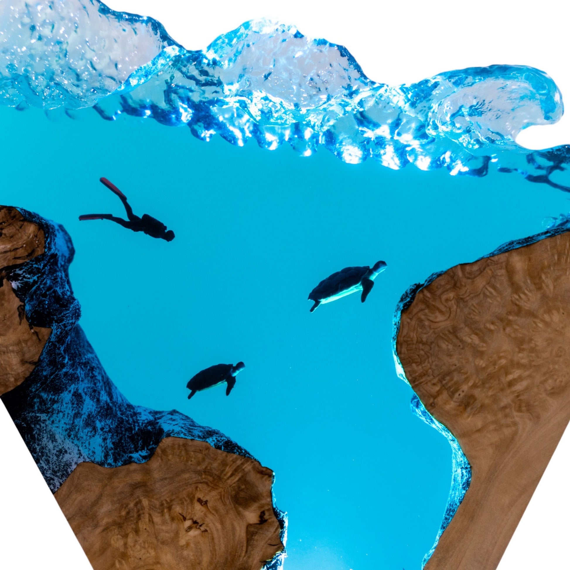 Turtle and Scuba Diver Ocean Resin Night Light: Resin Lamp Streamer & Playroom Decor, Personalized Gift