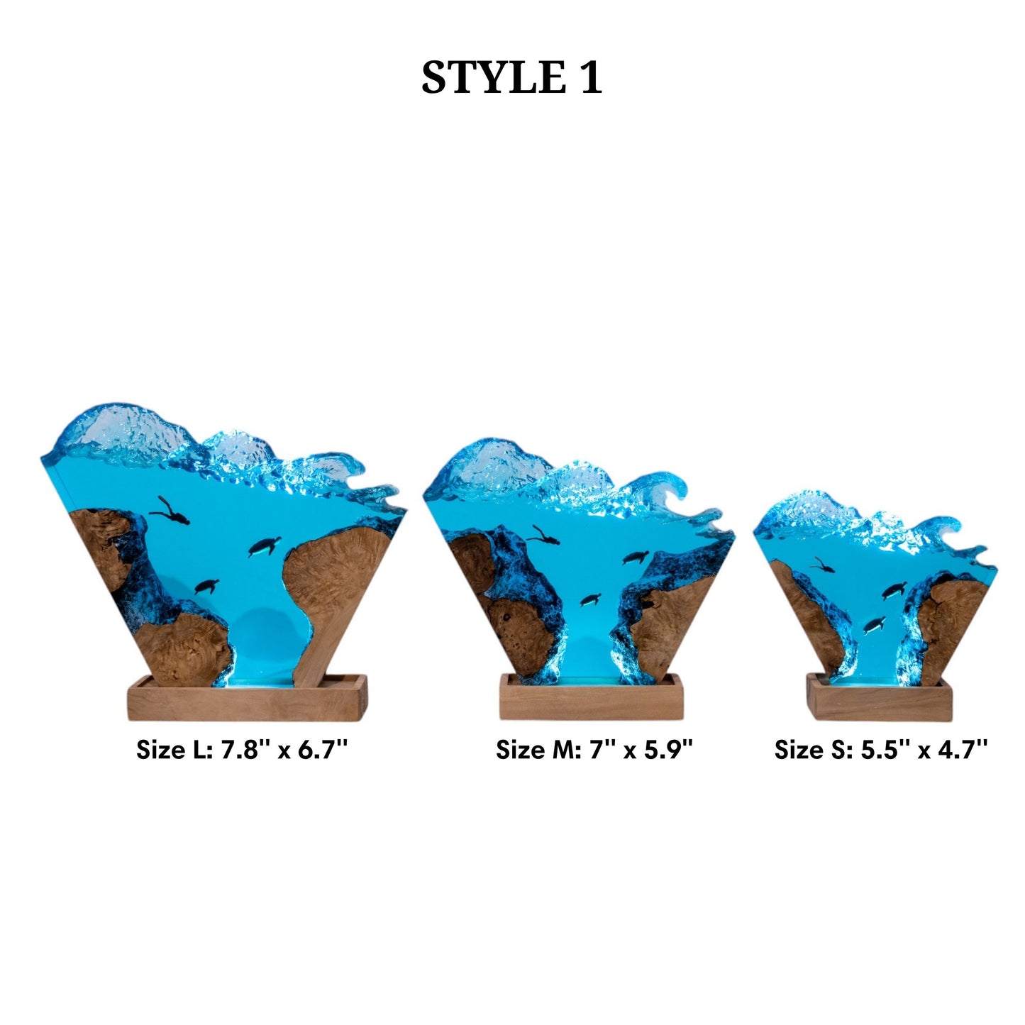 Turtle and Scuba Diver Ocean Resin Night Light: Resin Lamp Streamer & Playroom Decor, Personalized Gift