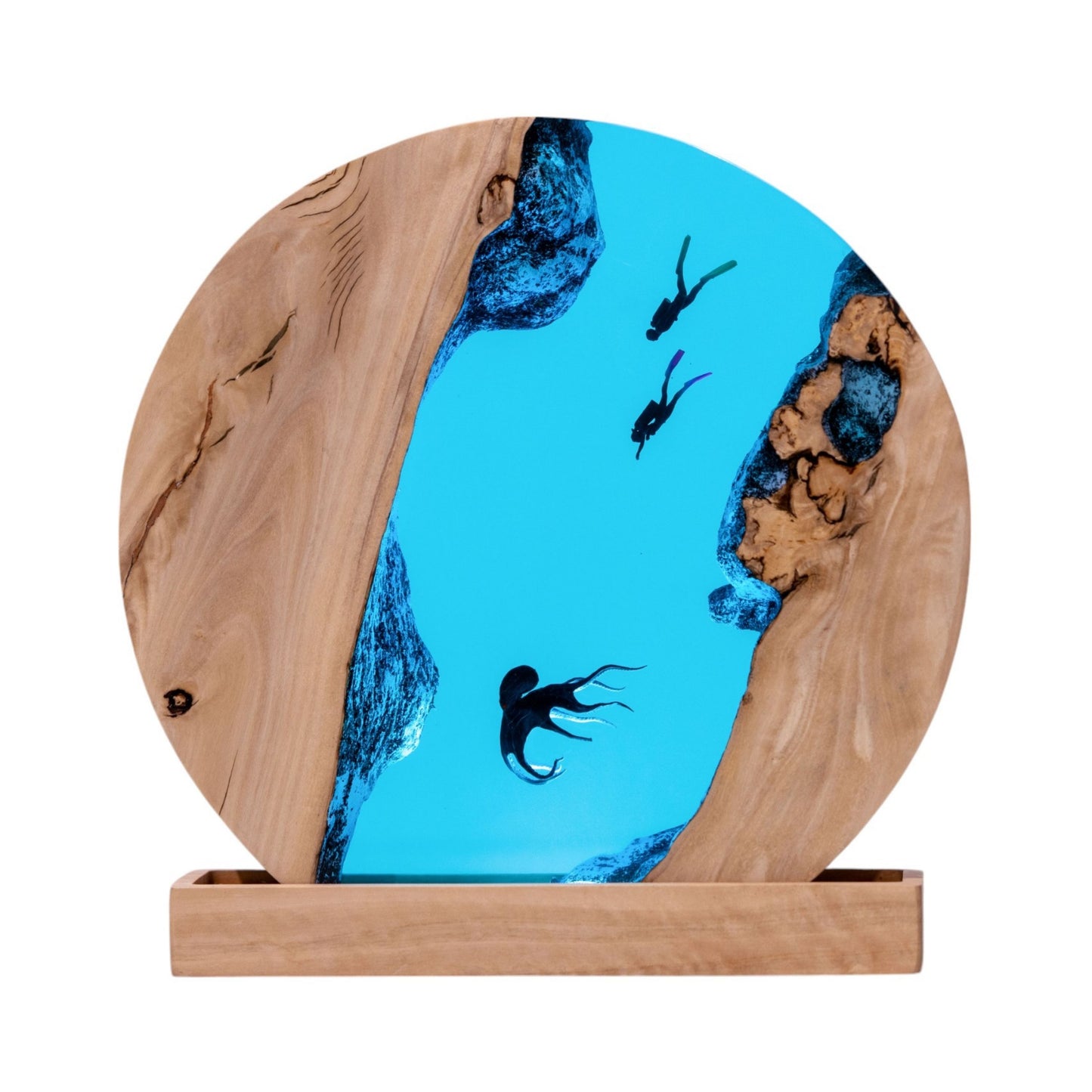 Octopus and Scuba Diver Ocean Resin Night Light: Resin Lamp Streamer & Playroom Decor, Personalized Gift