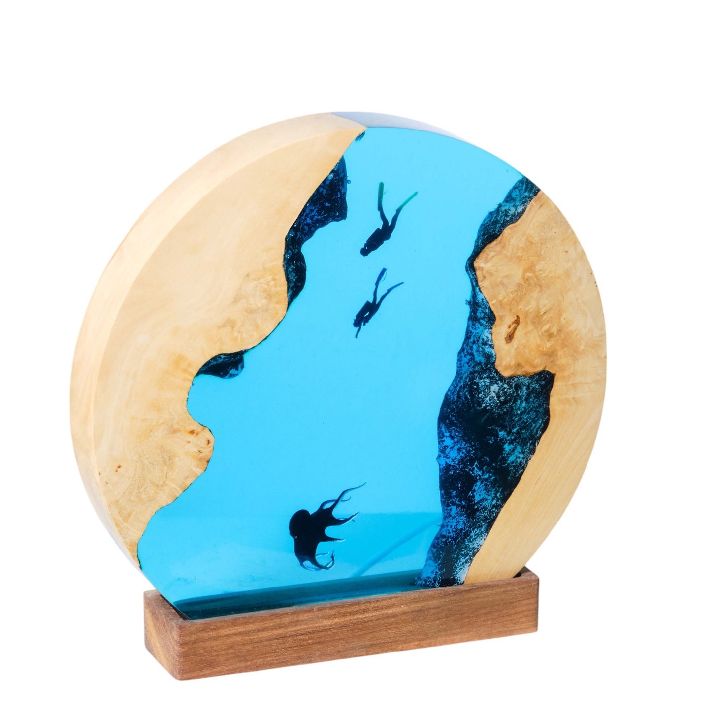 Octopus and Scuba Diver Ocean Resin Night Light: Resin Lamp Streamer & Playroom Decor, Personalized Gift