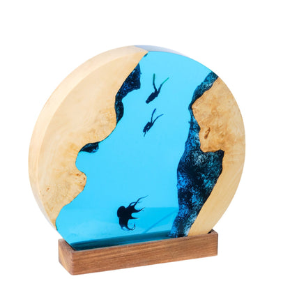 Octopus and Scuba Diver Ocean Resin Night Light: Resin Lamp Streamer & Playroom Decor, Personalized Gift