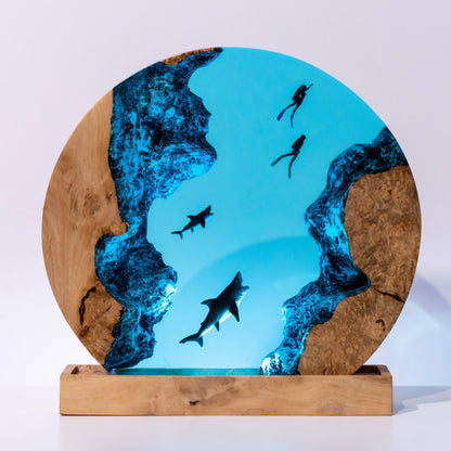 Shark Ocean Resin Night Light: Resin Lamp Streamer & Playroom Decor, Personalized Gift
