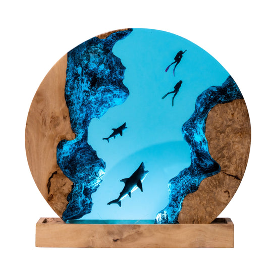 Shark Ocean Resin Night Light: Resin Lamp Streamer & Playroom Decor, Personalized Gift