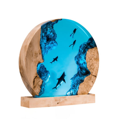 Shark Ocean Resin Night Light: Resin Lamp Streamer & Playroom Decor, Personalized Gift