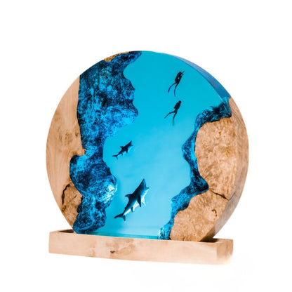 Shark Ocean Resin Night Light: Resin Lamp Streamer & Playroom Decor, Personalized Gift
