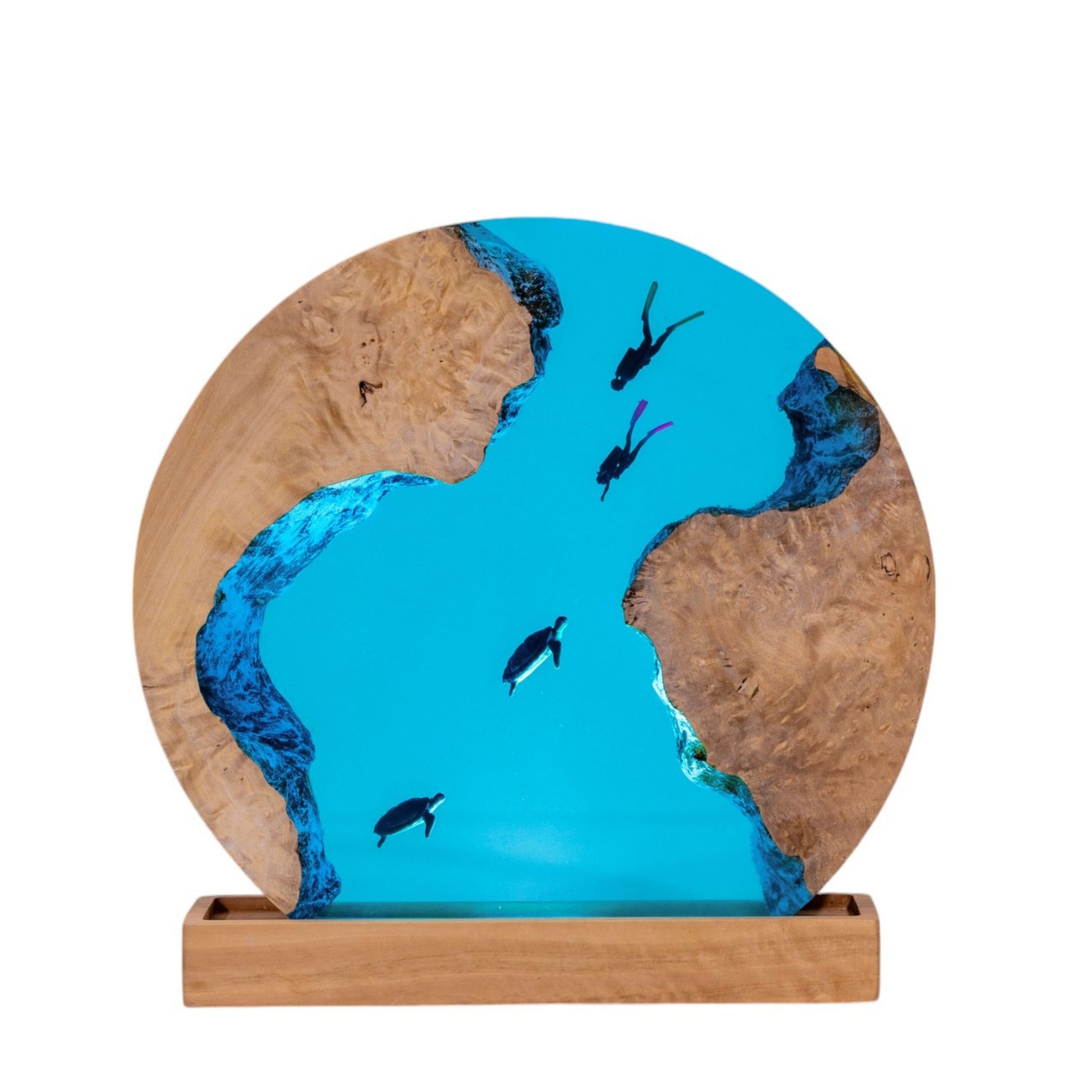 Turtle and Scuba Diver Ocean Resin Night Light: Resin Lamp Streamer & Playroom Decor, Personalized Gift
