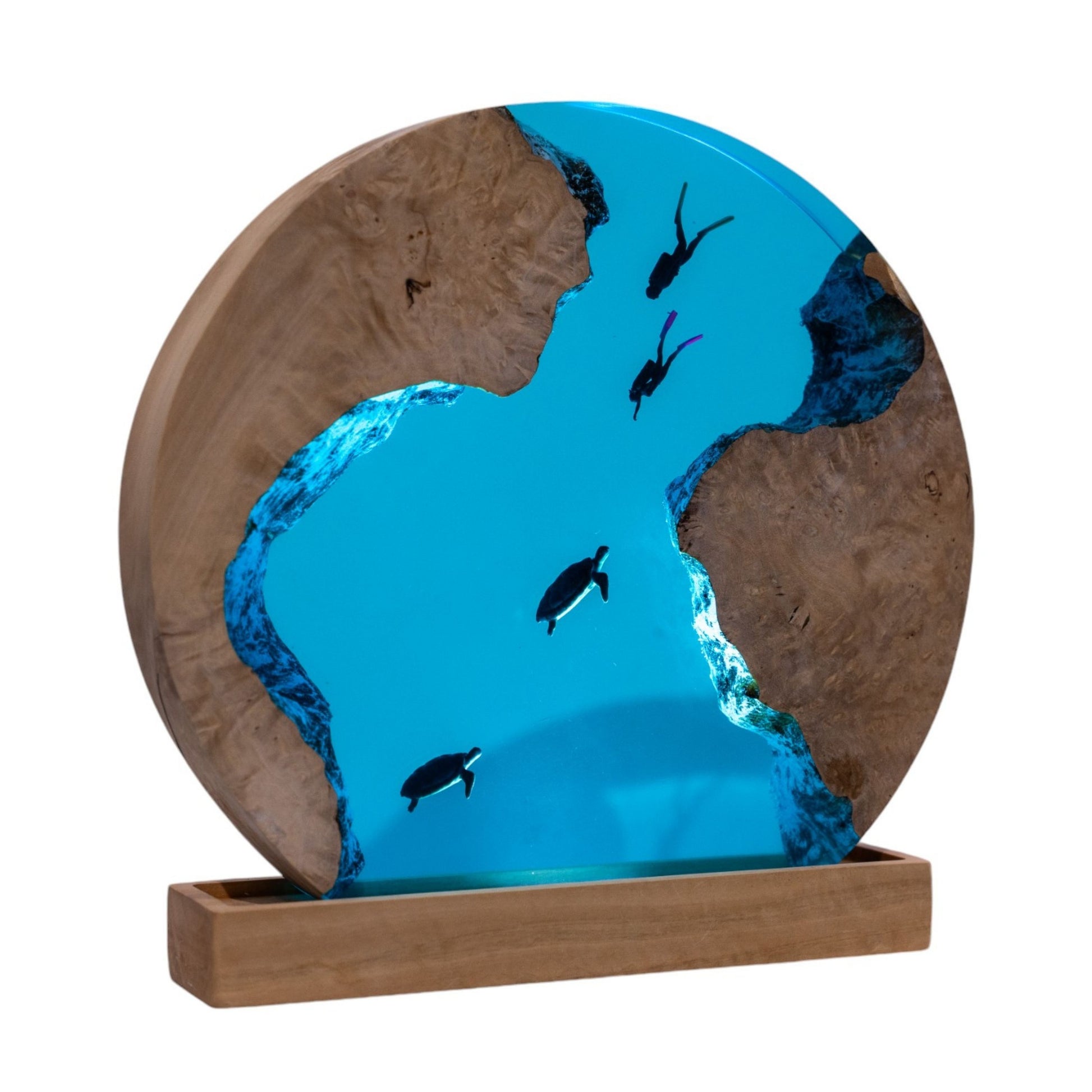 Turtle and Scuba Diver Ocean Resin Night Light: Resin Lamp Streamer & Playroom Decor, Personalized Gift