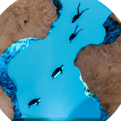 Turtle and Scuba Diver Ocean Resin Night Light: Resin Lamp Streamer & Playroom Decor, Personalized Gift