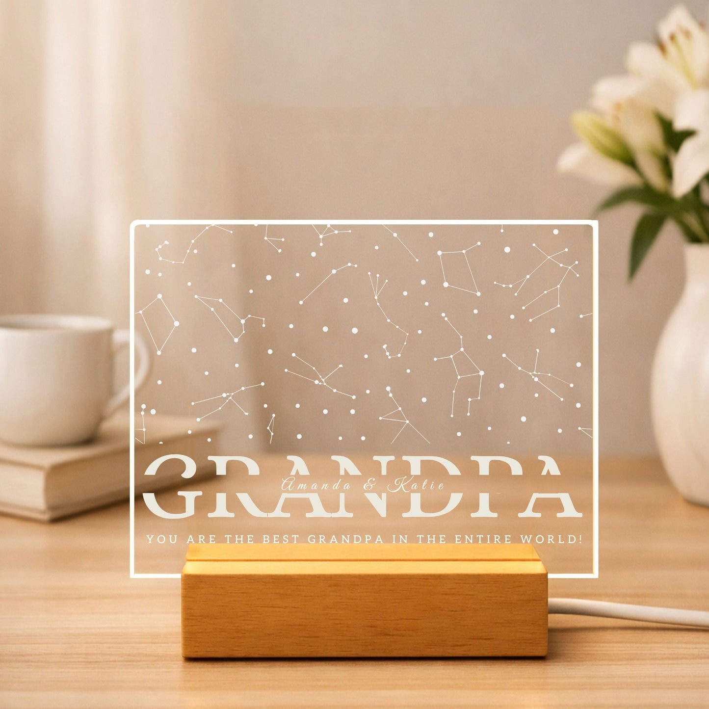 Custom Star Map Acrylic Lamp Gift for Grandpa