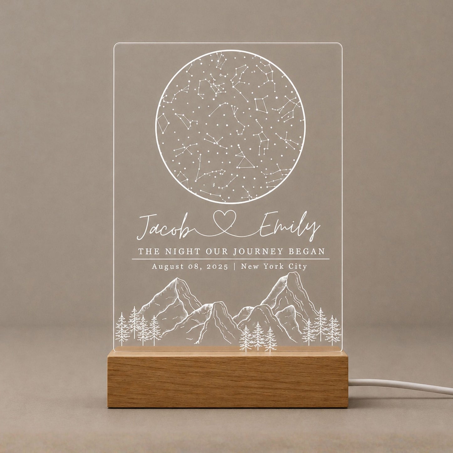 Custom Star Map By Date Night Light