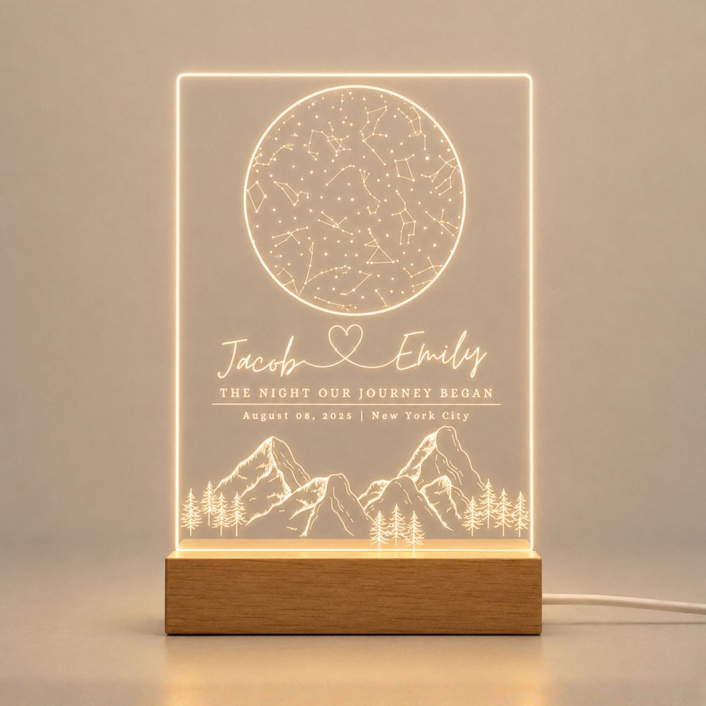 Custom Star Map By Date Night Light