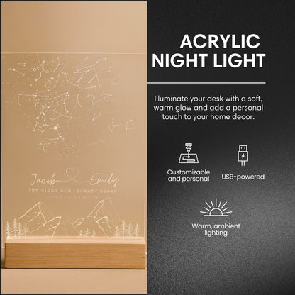 Custom Star Map Acrylic Night Light Style 1