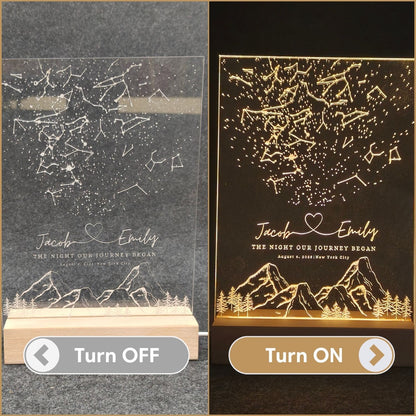 Custom Star Map Acrylic Night Light Style 1