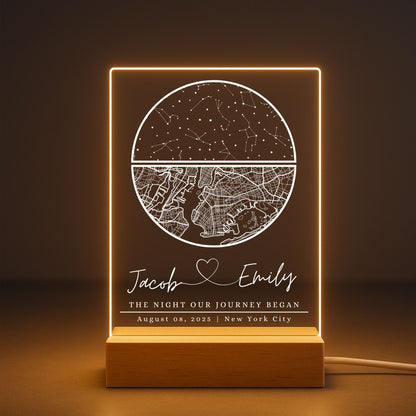 Precision engraving of street names and landmarks on a clear acrylic map plaque.