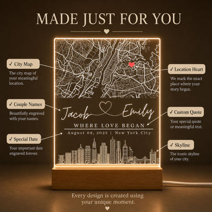 Custom City Map Night Light