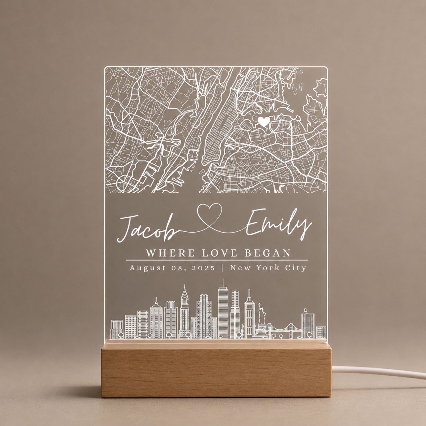 Custom City Map Night Light