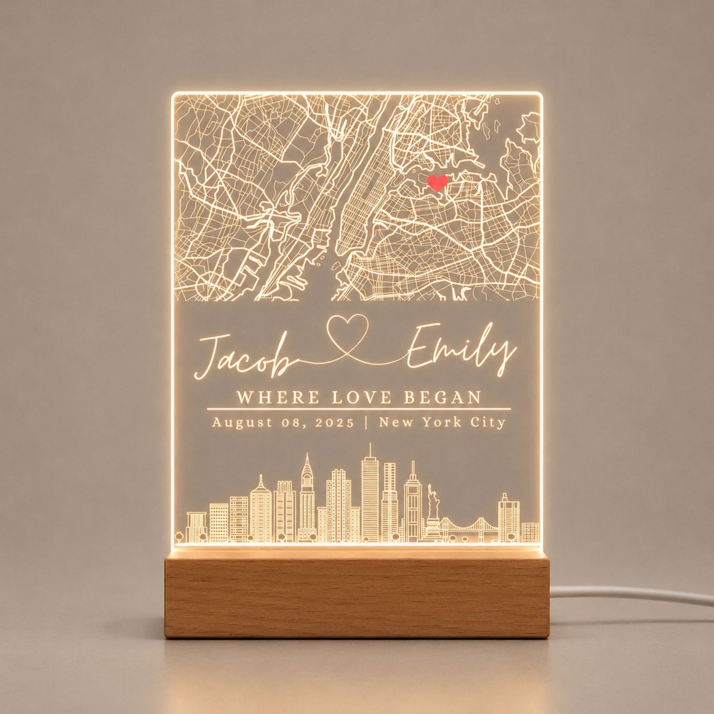 Custom City Map Night Light