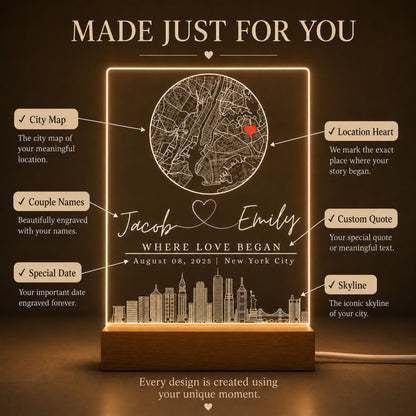 Custom Street Map Night Light Anniversary Gift