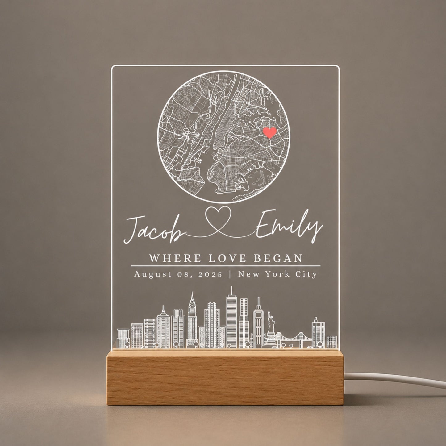 Custom Street Map Night Light Anniversary Gift