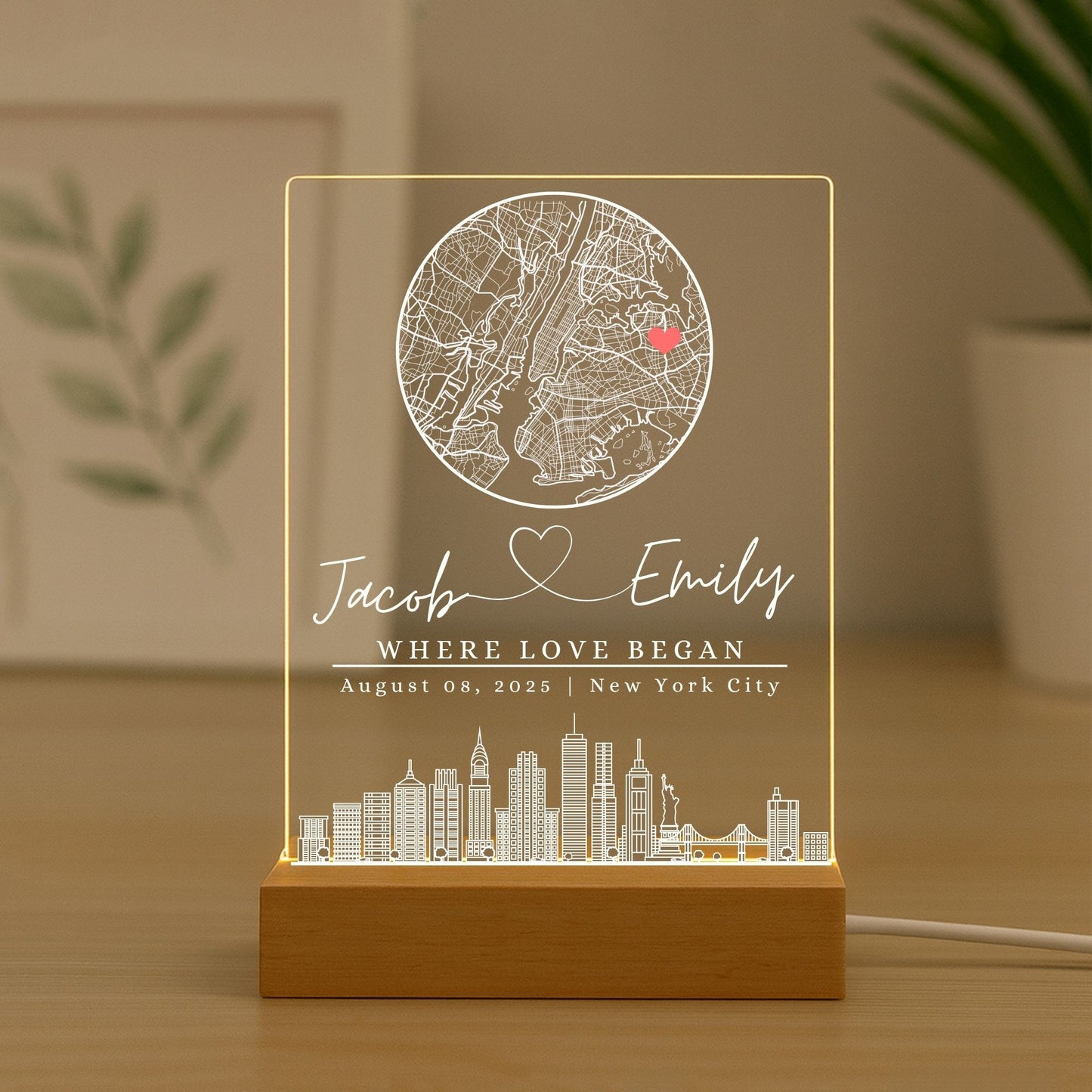 Sentimental "Where Love Began" gift for a partner featuring their first date location.