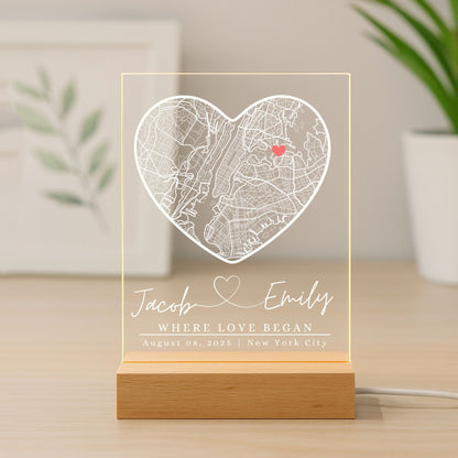 Aesthetic personalized night light featuring a custom city street layout.