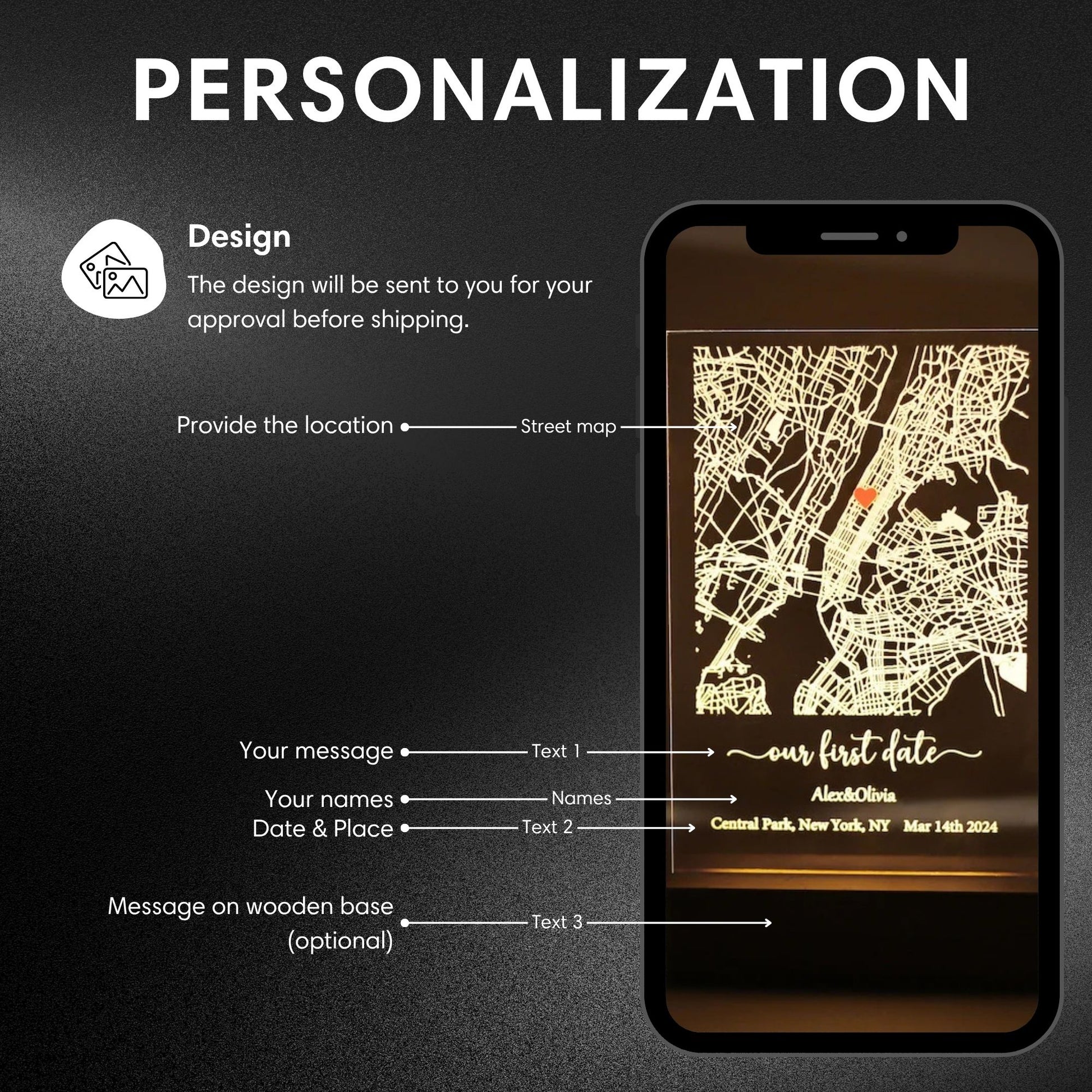 how to order personalized street map acrylic night night