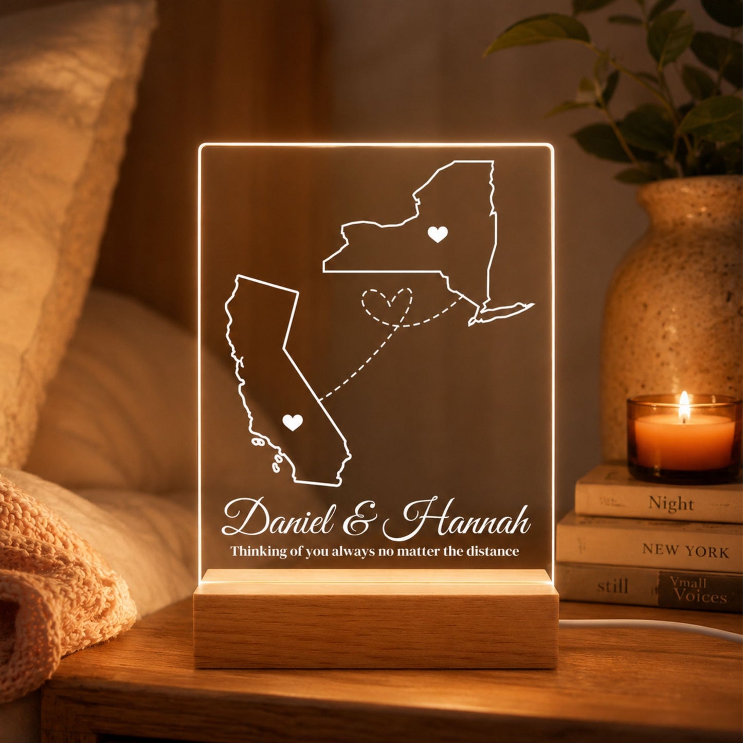 Personalized Long Distance Map Night Light