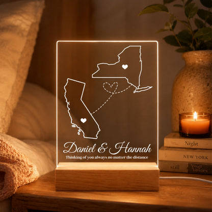 Personalized Long Distance Map Night Light