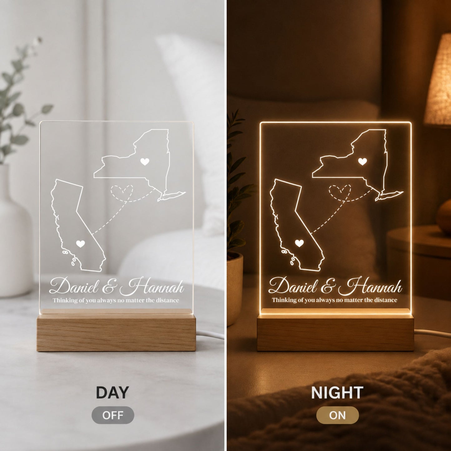 Personalized Long Distance Map Night Light