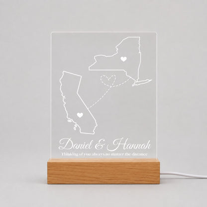 Personalized Long Distance Map Night Light