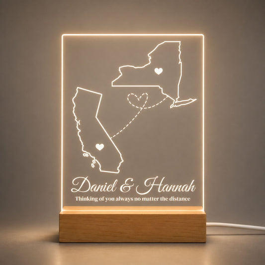 Personalized Long Distance Map Night Light