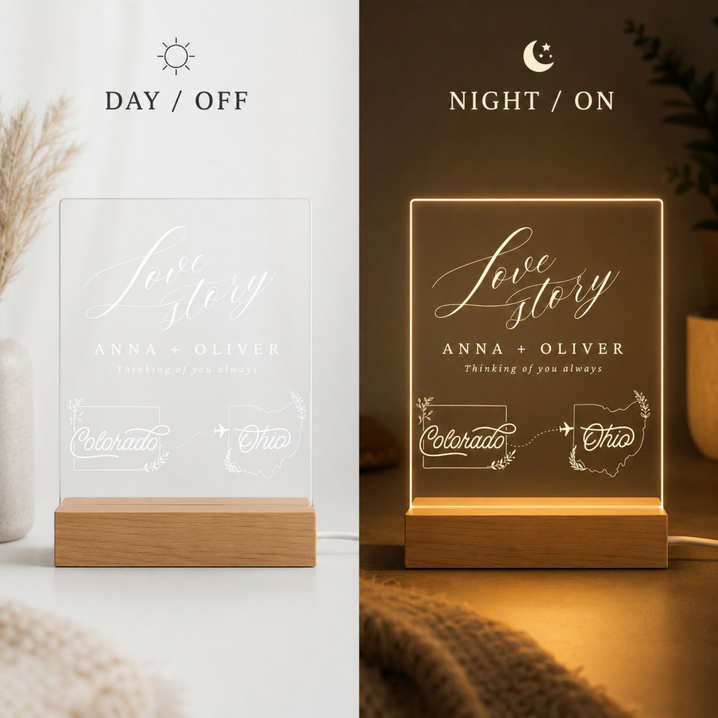 Personalized Couple Map LED Light
