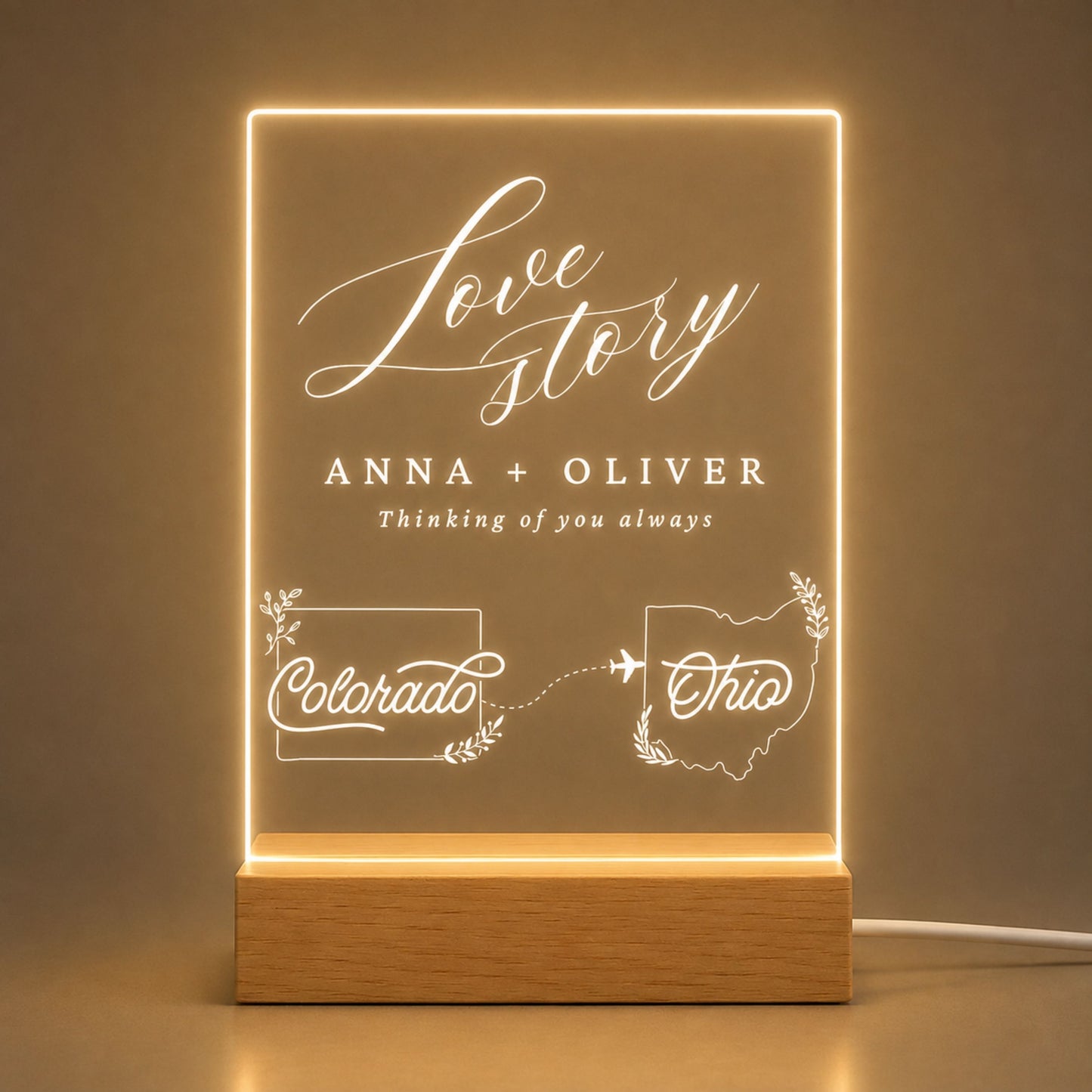 Personalized Couple Map LED Light