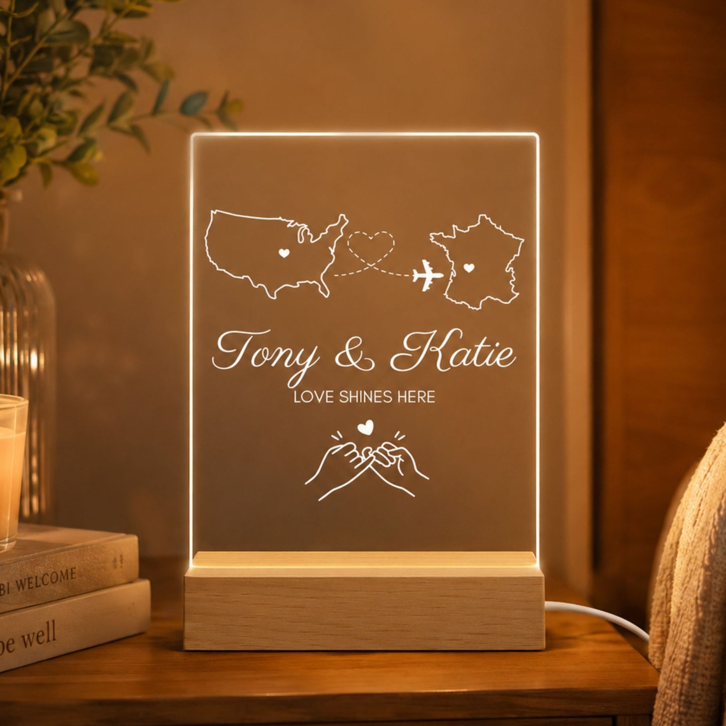 Custom Map Night Light Long Distance Gift