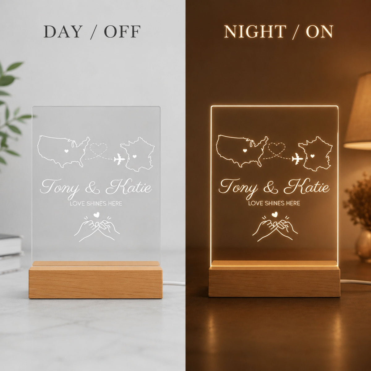 Custom Map Night Light Long Distance Gift
