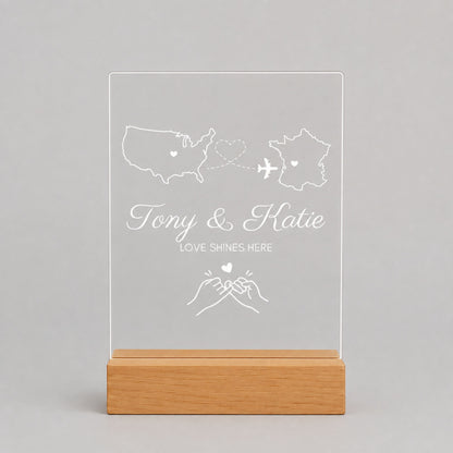 Custom Map Night Light Long Distance Gift