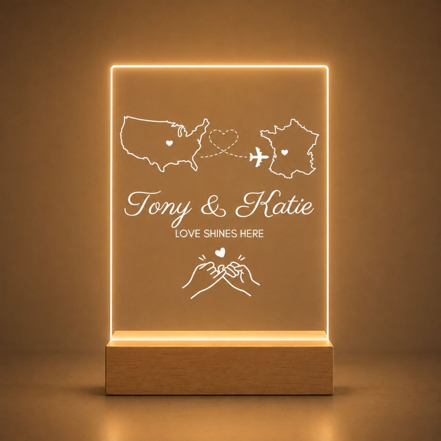 Custom Map Night Light Long Distance Gift