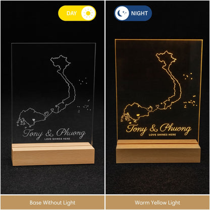 Custom Map Night Light Long Distance Gift