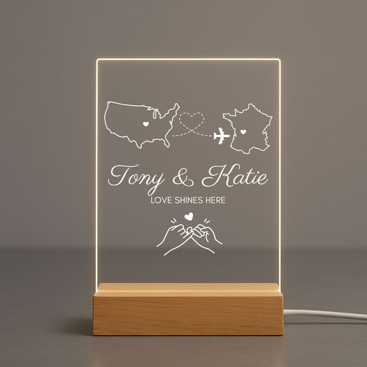 Detailed view of the dotted heart path connecting two states on a clear night light.