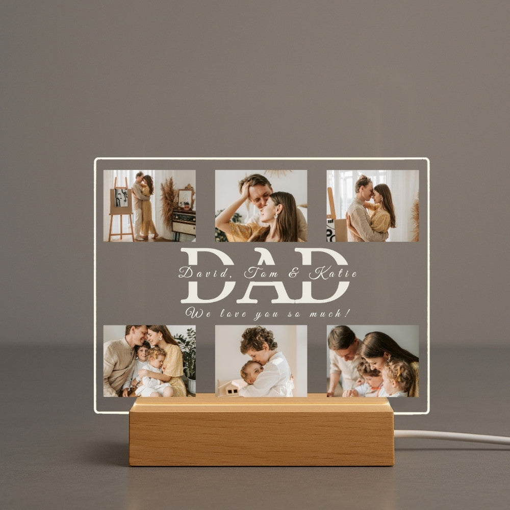 Dad Photo Collage Acrylic Night Light
