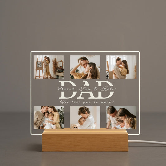 Dad Photo Collage Acrylic Night Light