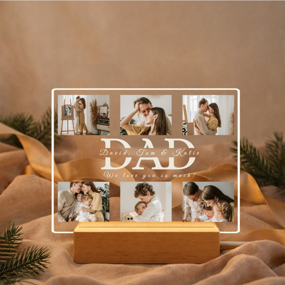 Papa Photo Collage Acrylic Night Light