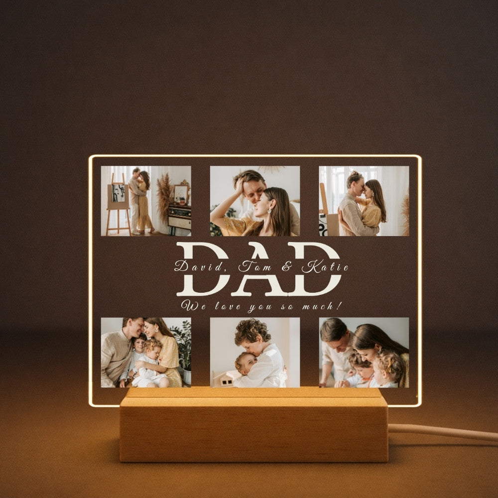 Personalized Dad Photo Collage Acrylic Night Light