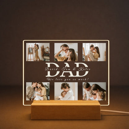 Personalized Dad Photo Collage Acrylic Night Light