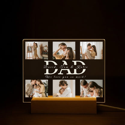 Father Photo Collage Acrylic Night Light Gift for Him