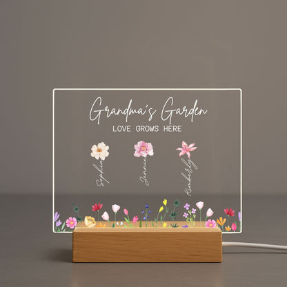 Grandma's Garden Night Light Personalized Gift