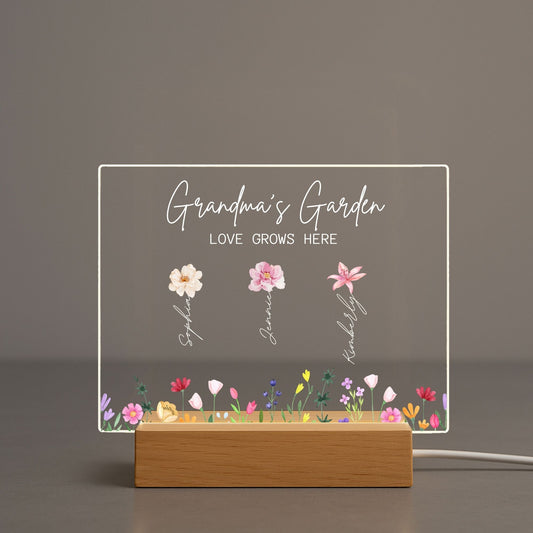 Grandma's Garden Night Light Personalized Gift