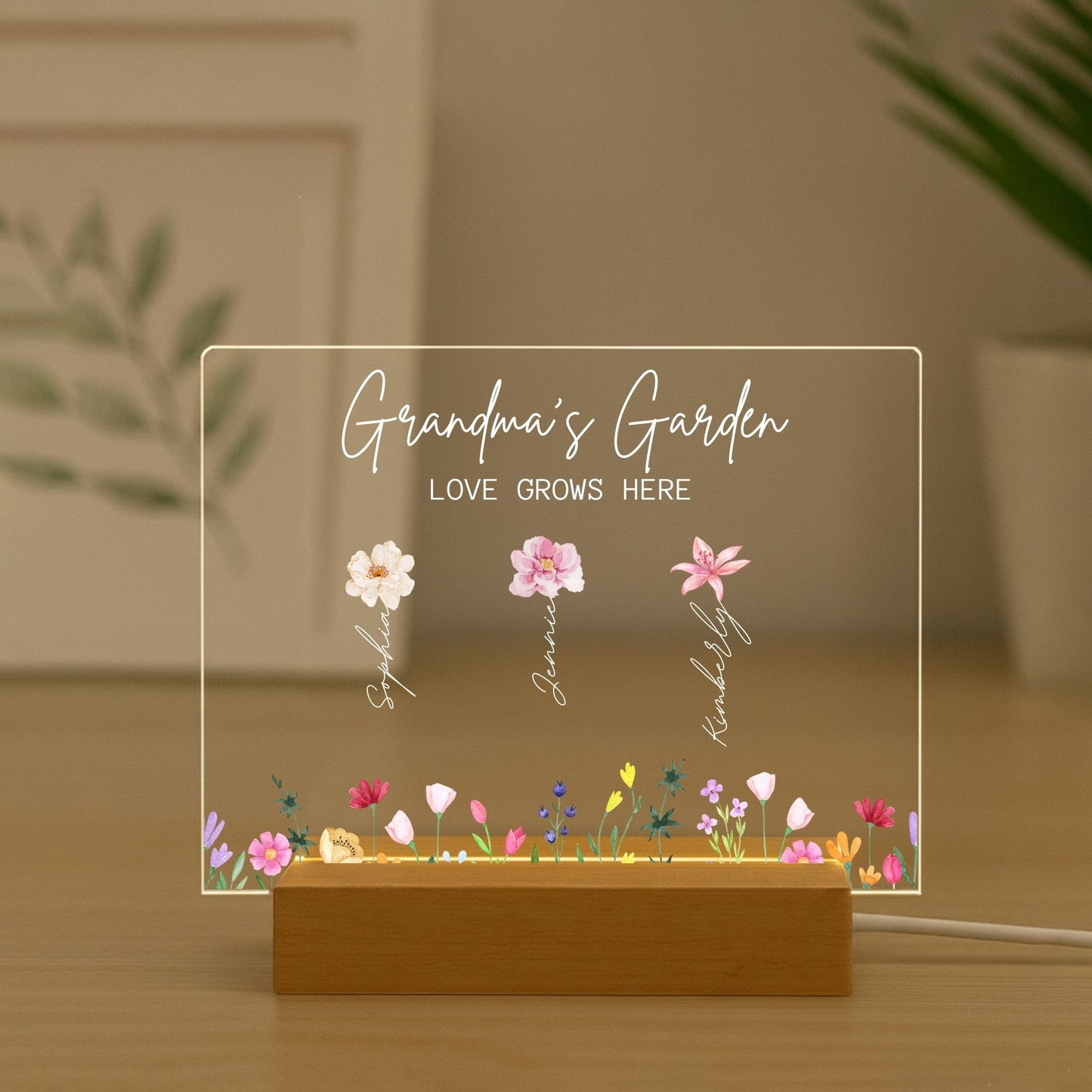 Grandma's Garden Night Light Personalized Gift