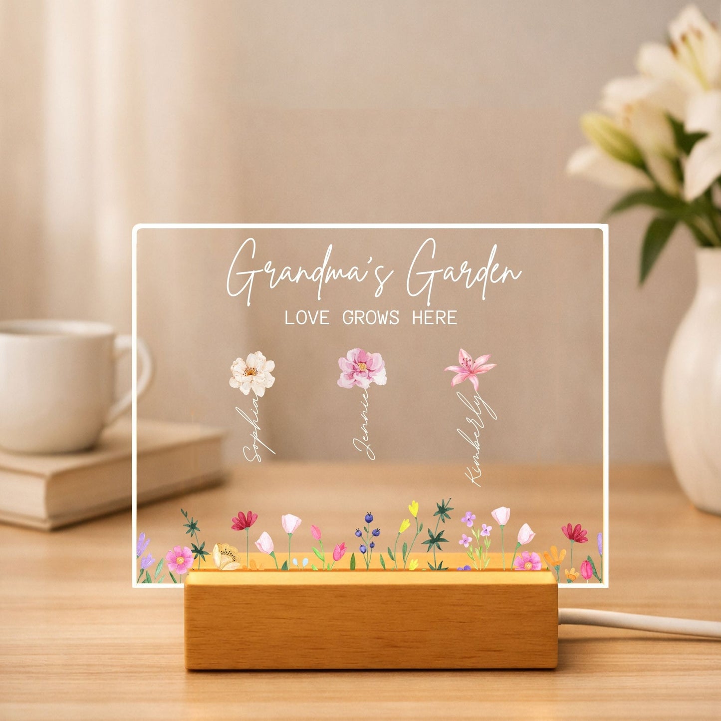 Grandma's Garden Night Light Personalized Gift